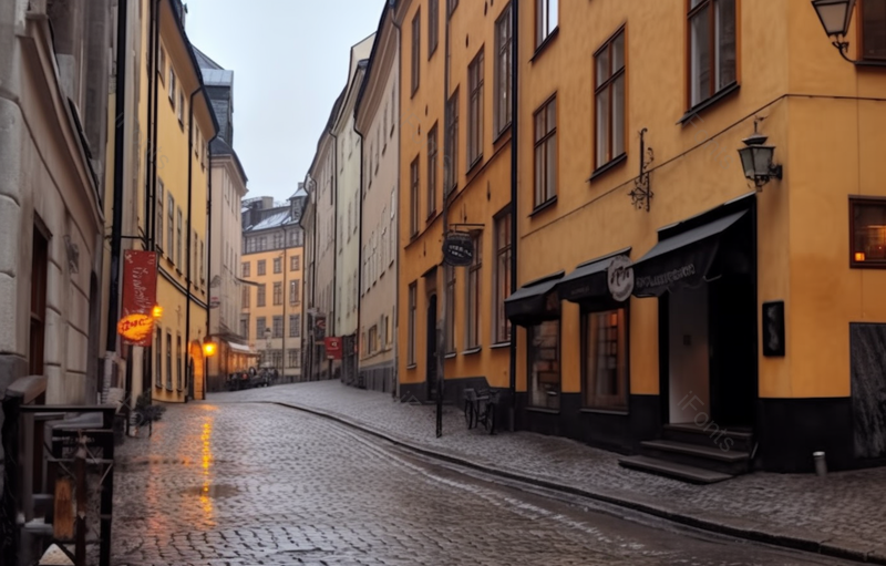 旅游目的地景色景点斯德哥尔摩狭窄古老的鹅卵石街道,高清,摄影图,摄影图片,图片大全,摄影图免费下载